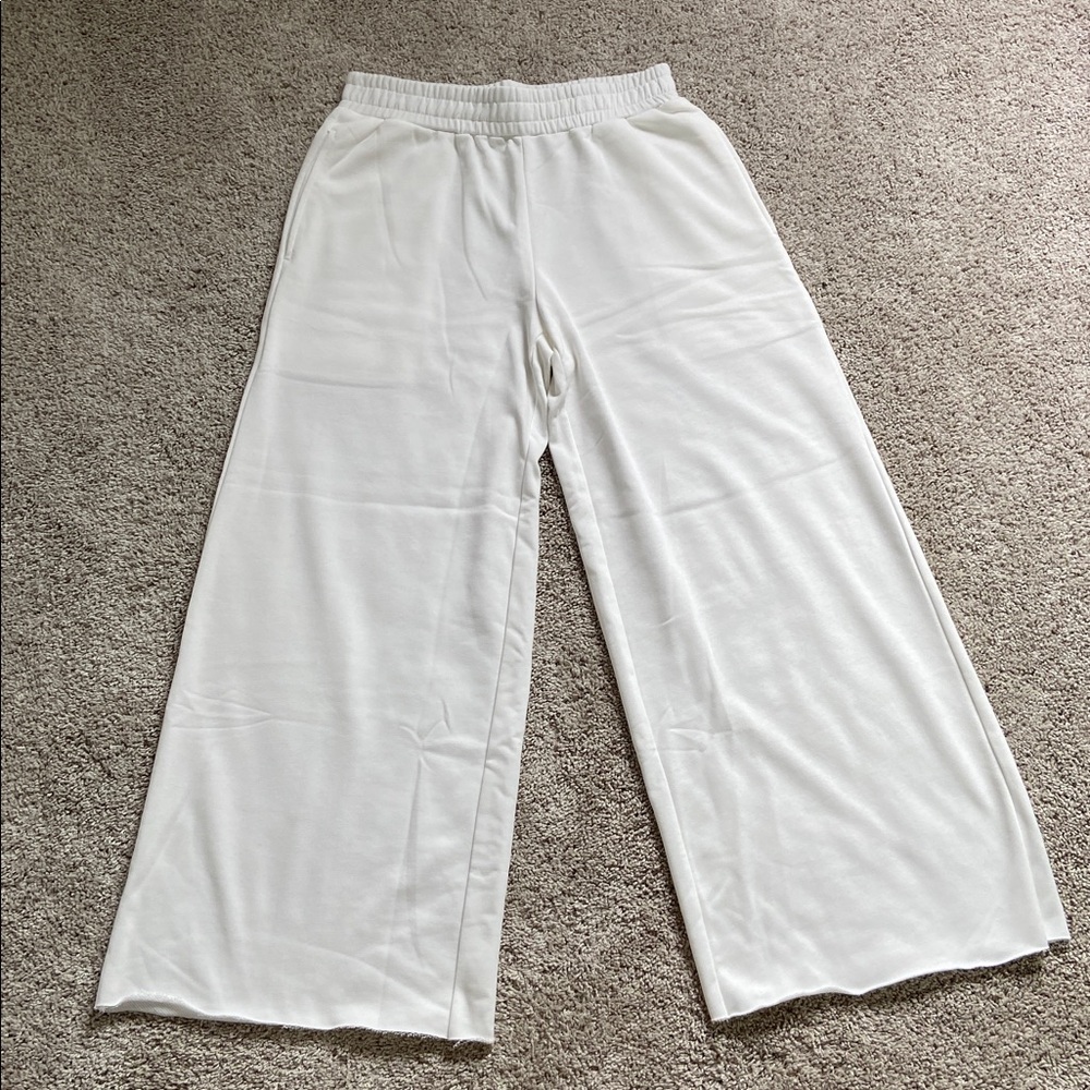 Mimosa • High Waisted Cotton Wide Leg Sweatpants White